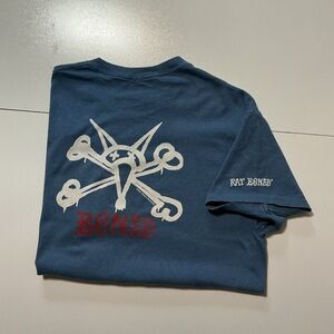 Powell Peralta Rat Bones Skateboarding Blue Graphic Skate Crewneck S/S T-Shirt